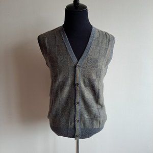 NEW B'spo-Ken Pure Cashmere Men Sleeveless Knitted Green Grey Vest Size M